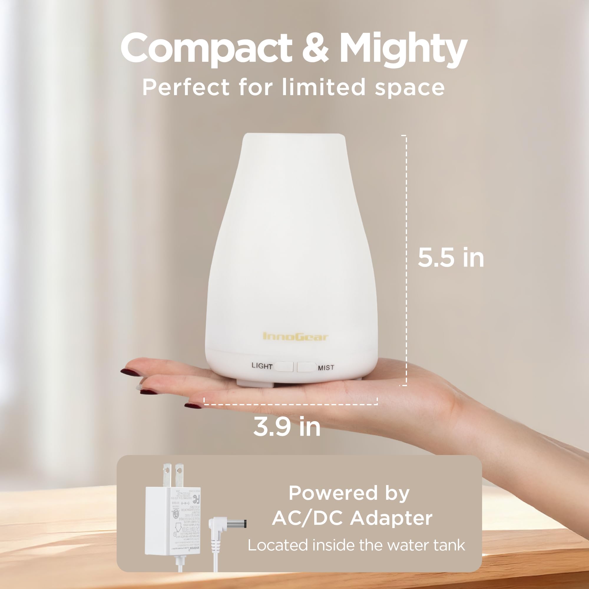Difusor InnoGear ultrasónico para habitación, niebla suave y silenciosa.