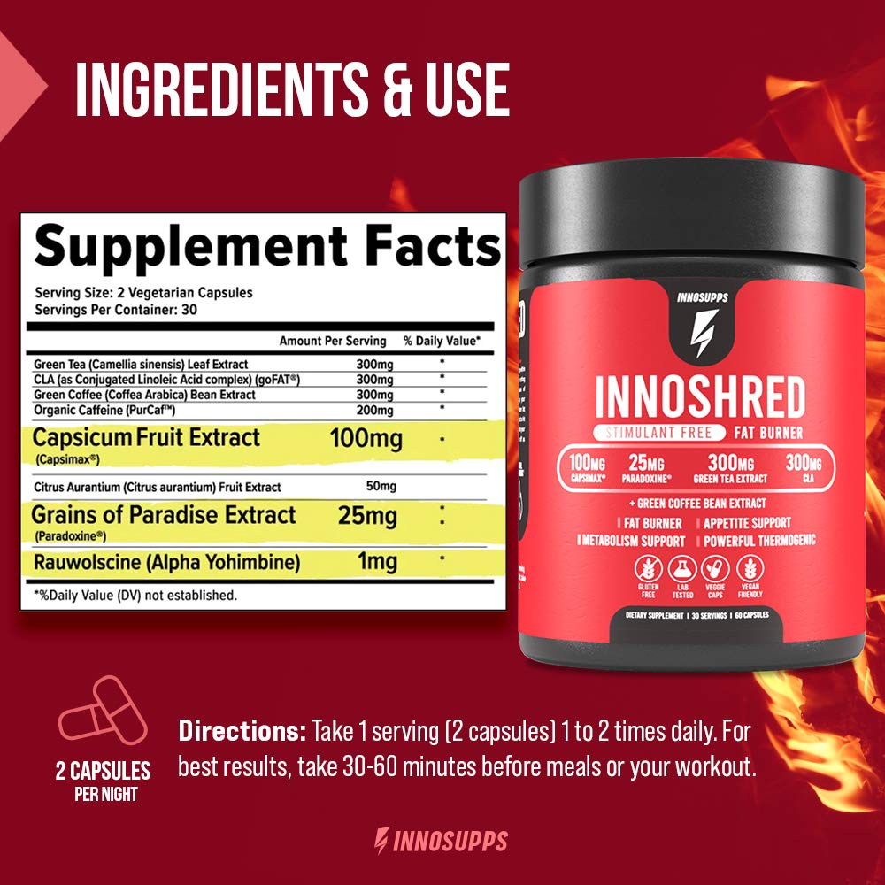 Inno Shred cápsulas veganas con fórmula limpia para tu estilo de vida.