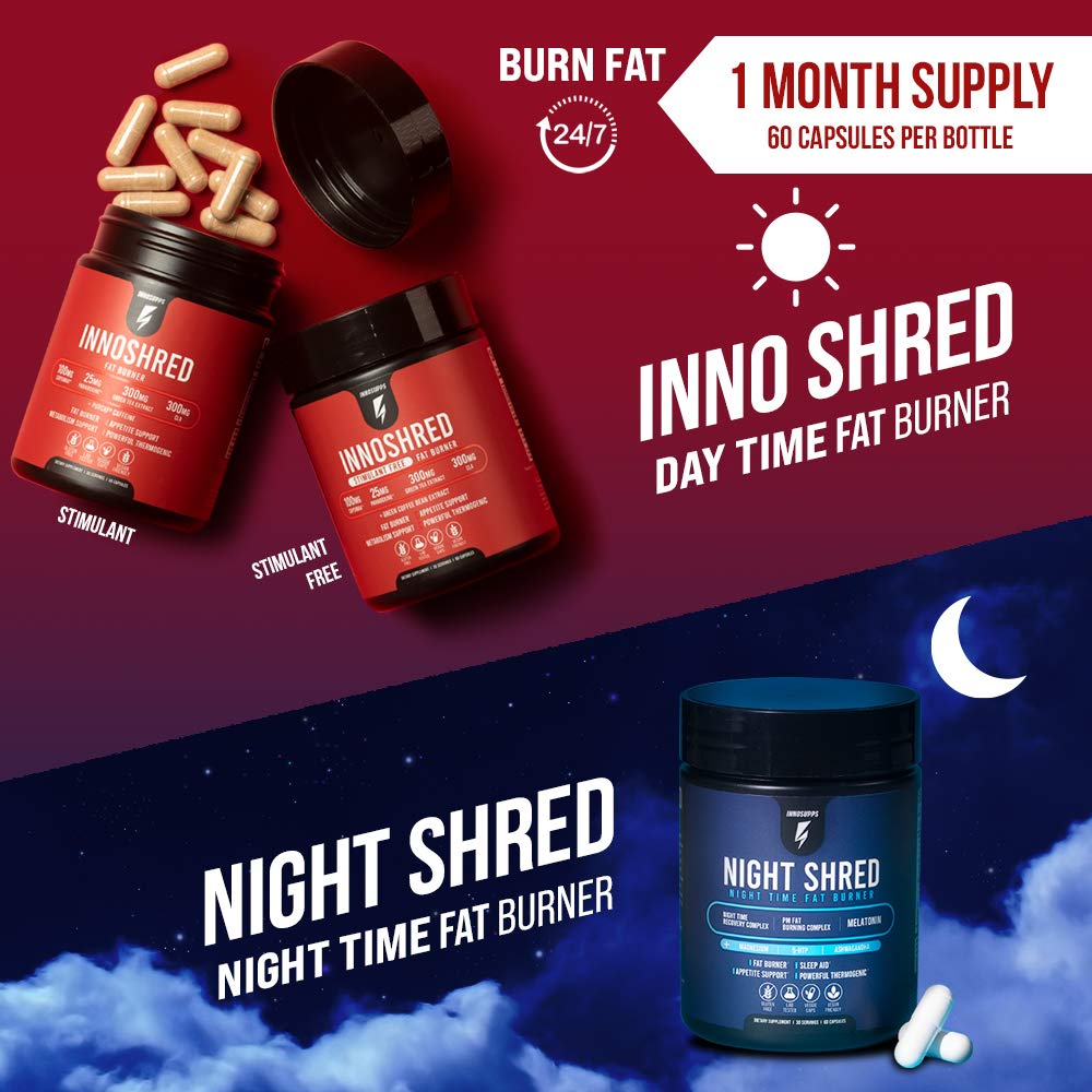 Inno Shred con extracto de té verde para energía suave durante el día.
