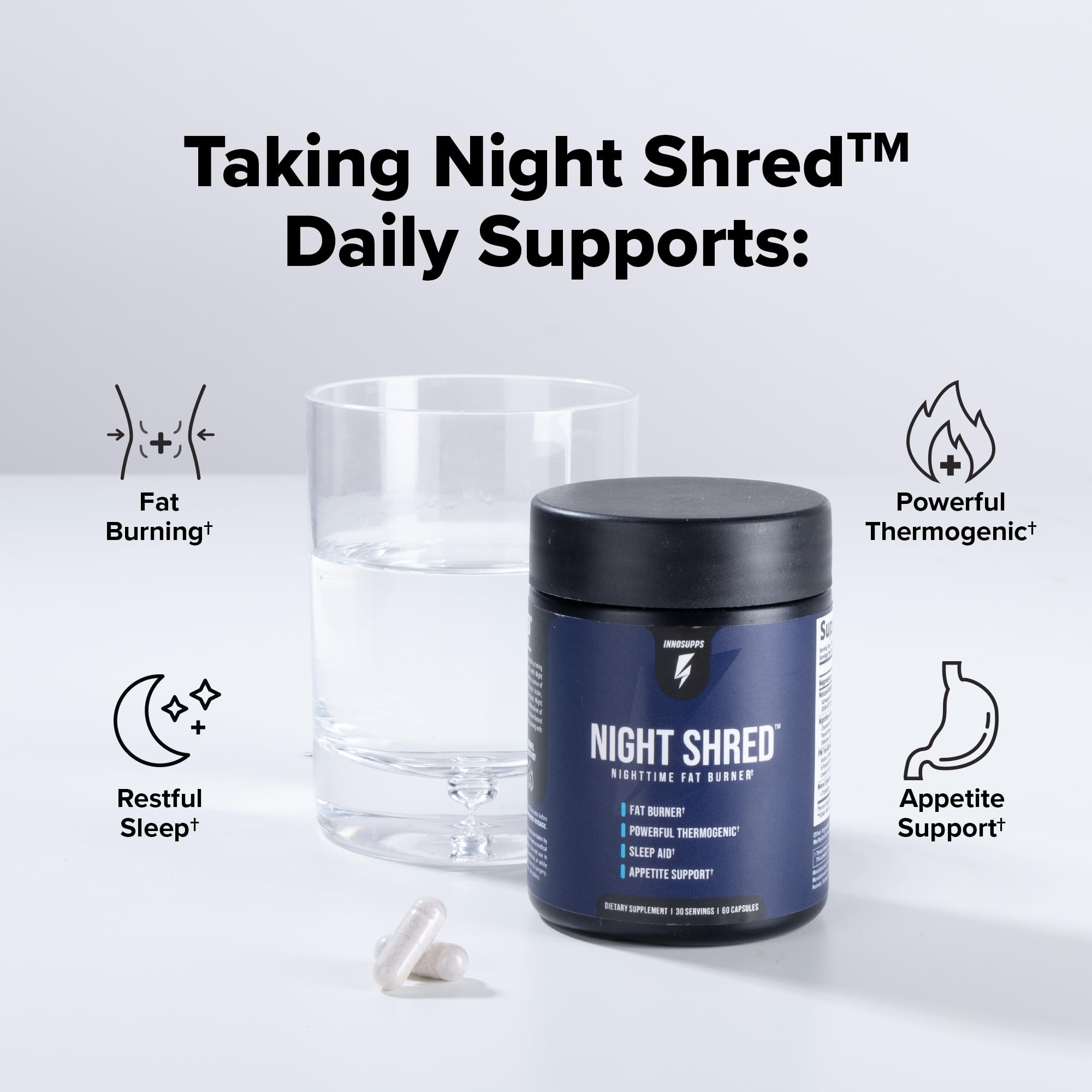 InnoSupps Night Shred con 5-HTP para apoyo nocturno