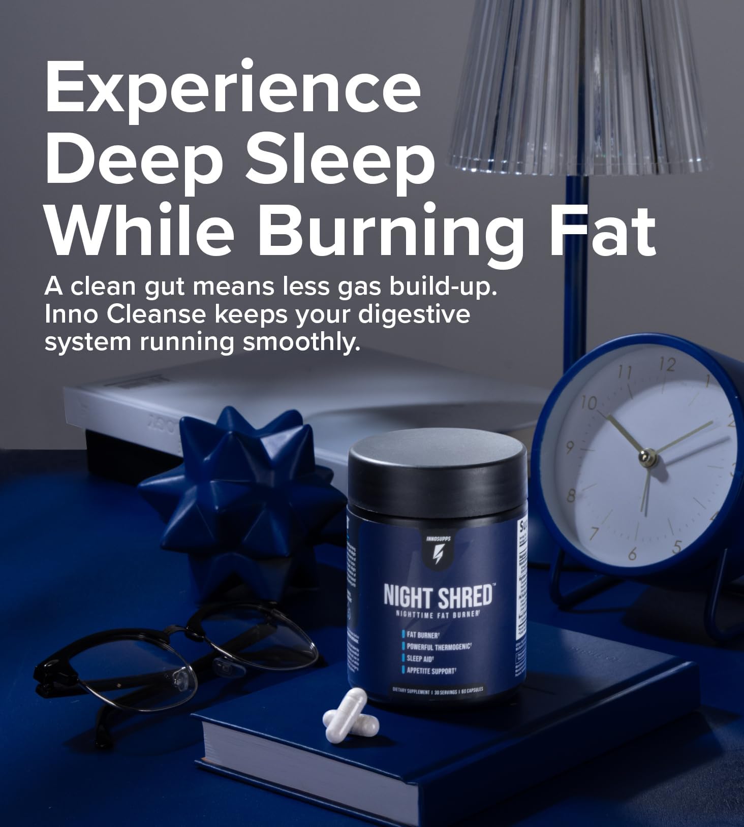 InnoSupps Night Shred cápsulas vegetarianas, listas para consumo nocturno