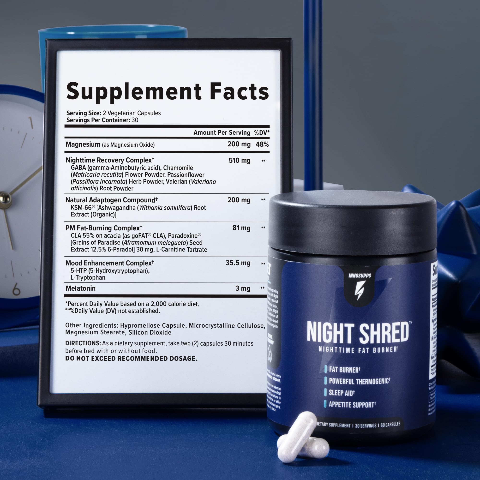 Cápsulas de Night Shred para consumo nocturno práctico