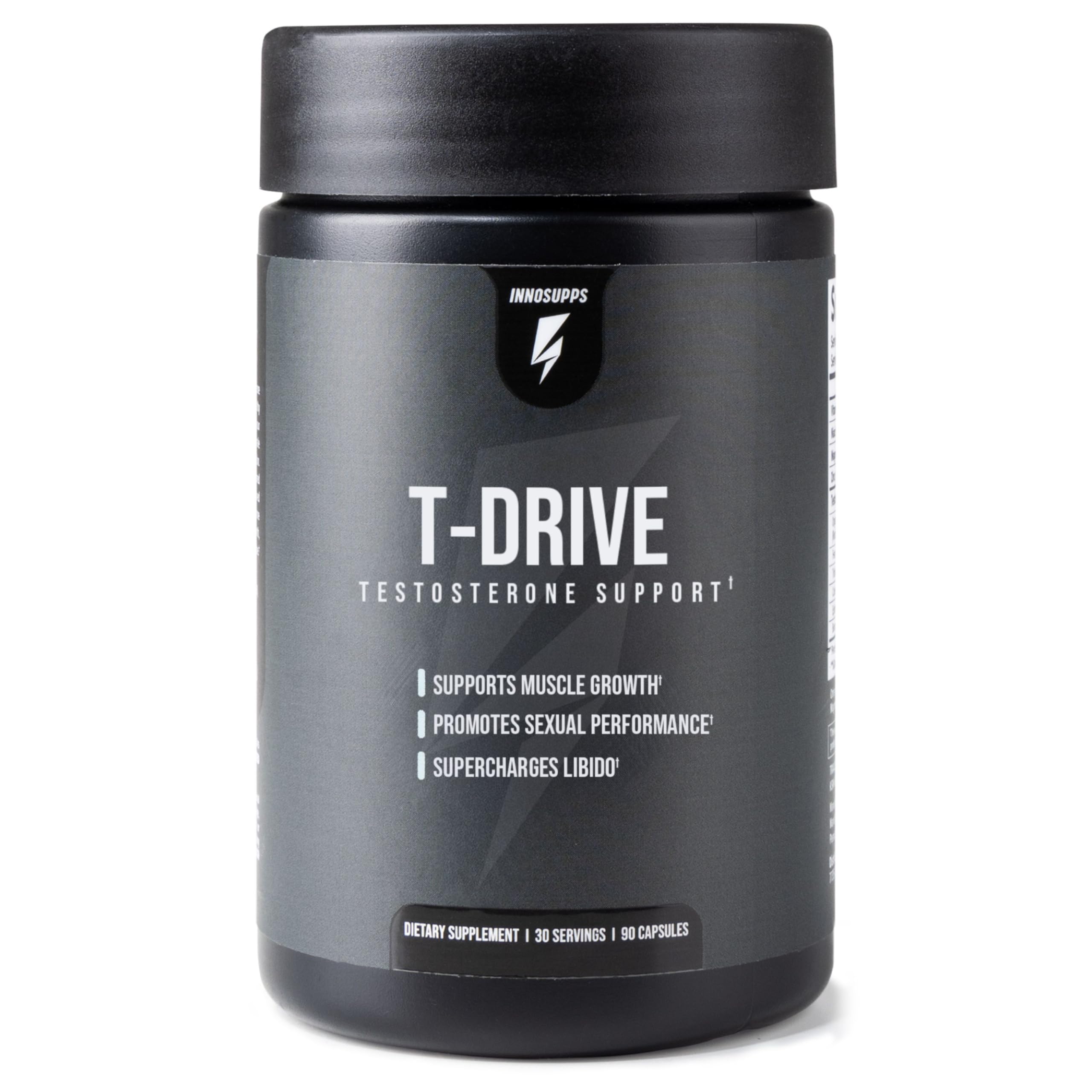 InnoSupps T-Drive: botella y cápsulas listas para entrenar con energía.
