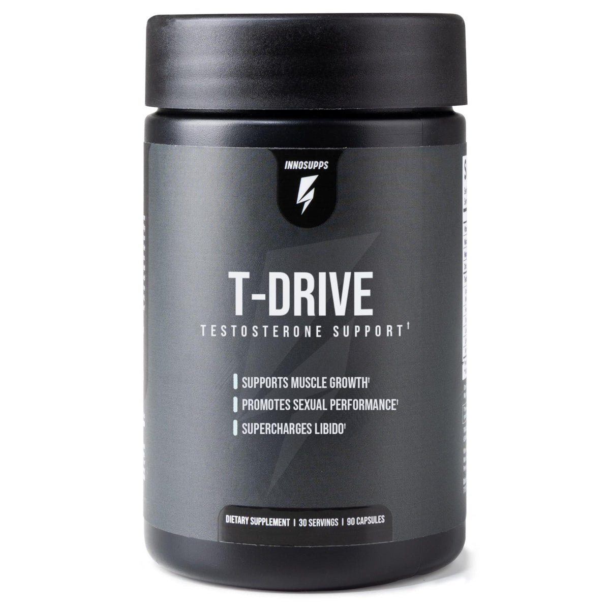 InnoSupps T-Drive: botella y cápsulas listas para entrenar con energía.