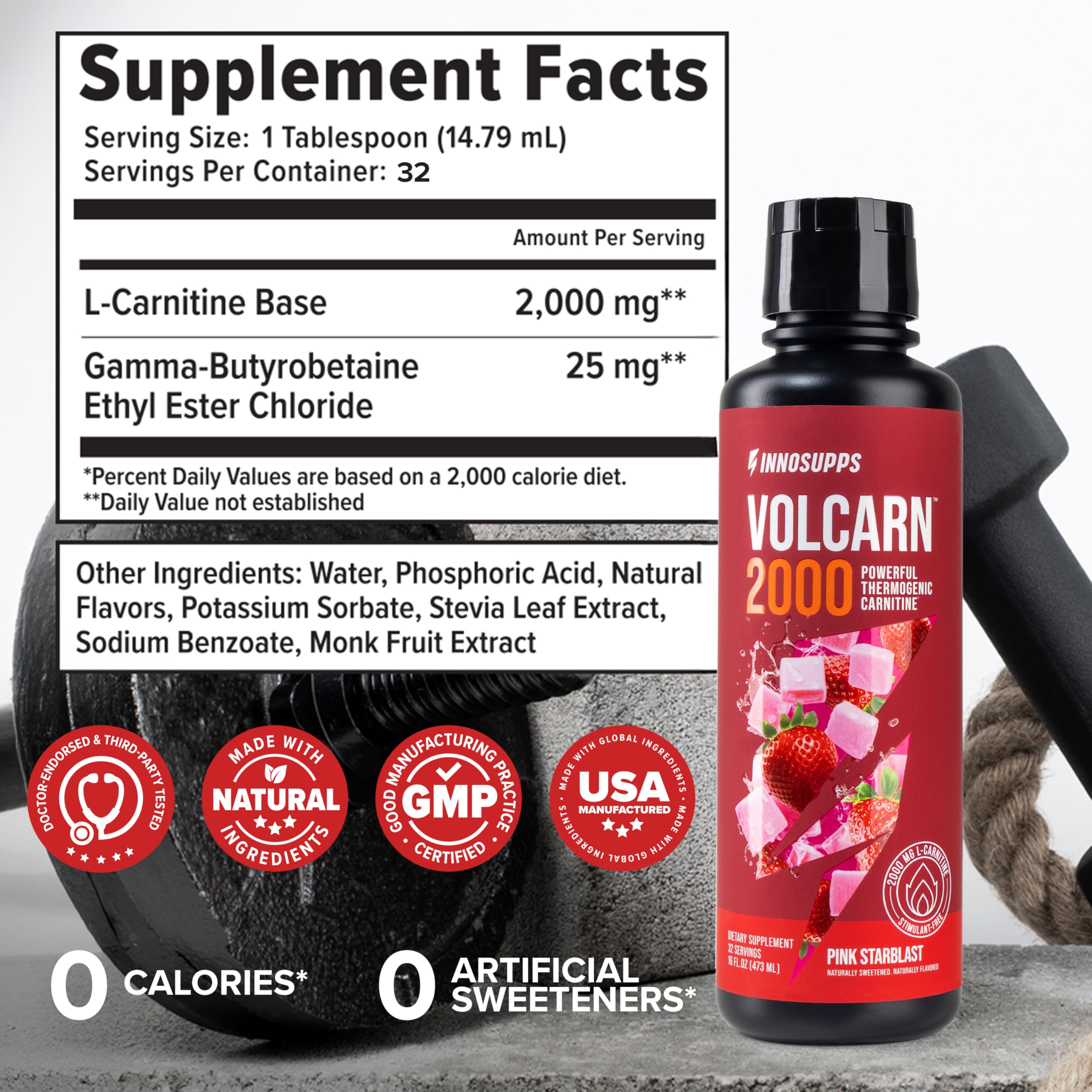 InnoSupps Volcarn 2000, etiqueta sabor: sabor agradable durante tu rutina.