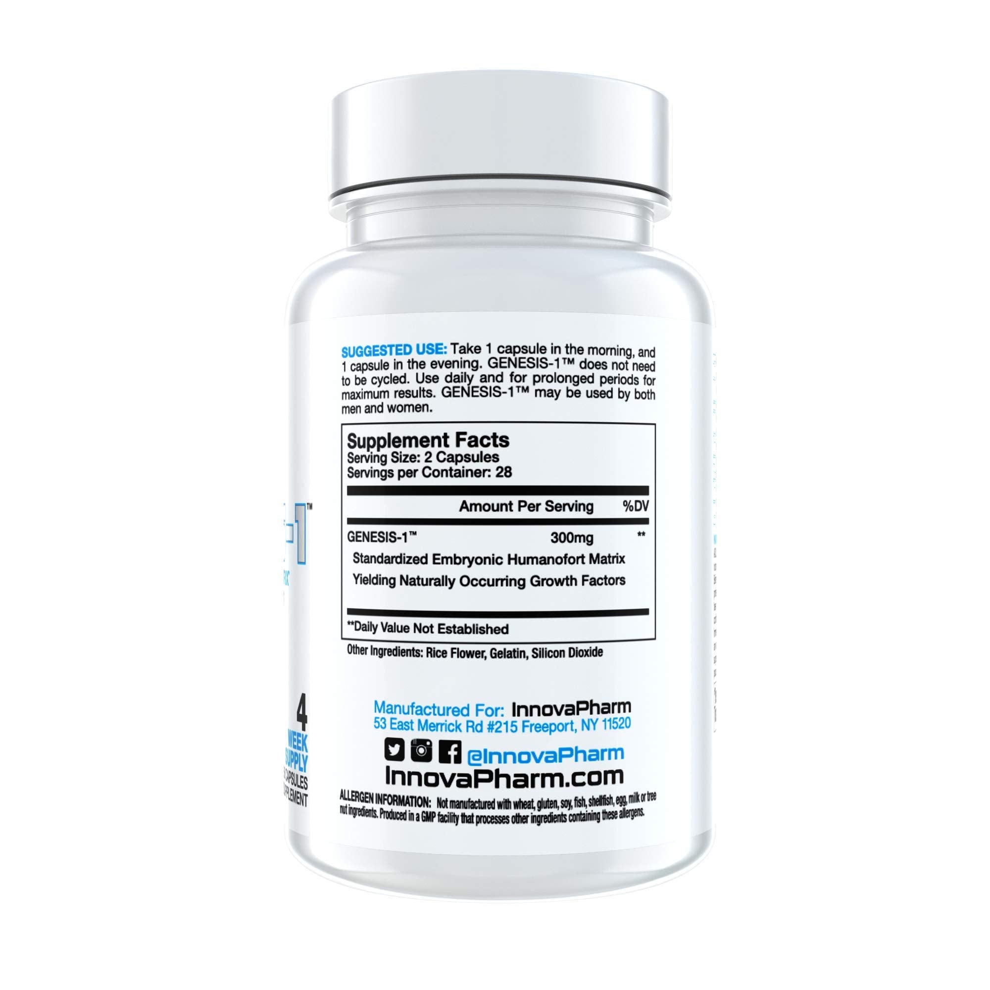 InnovaPharm Genesis-1 matriz Humanofort, fuente de factores de crecimiento naturales.