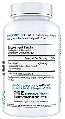 InnovaPharm Superior Cissus QuadraFlex 4800mg - cápsulas: recuperación y confort tras entrenamiento.
