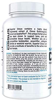 InnovaPharm Superior Cissus QuadraFlex 4800mg - etiqueta: soporte muscular para rendimiento diario.