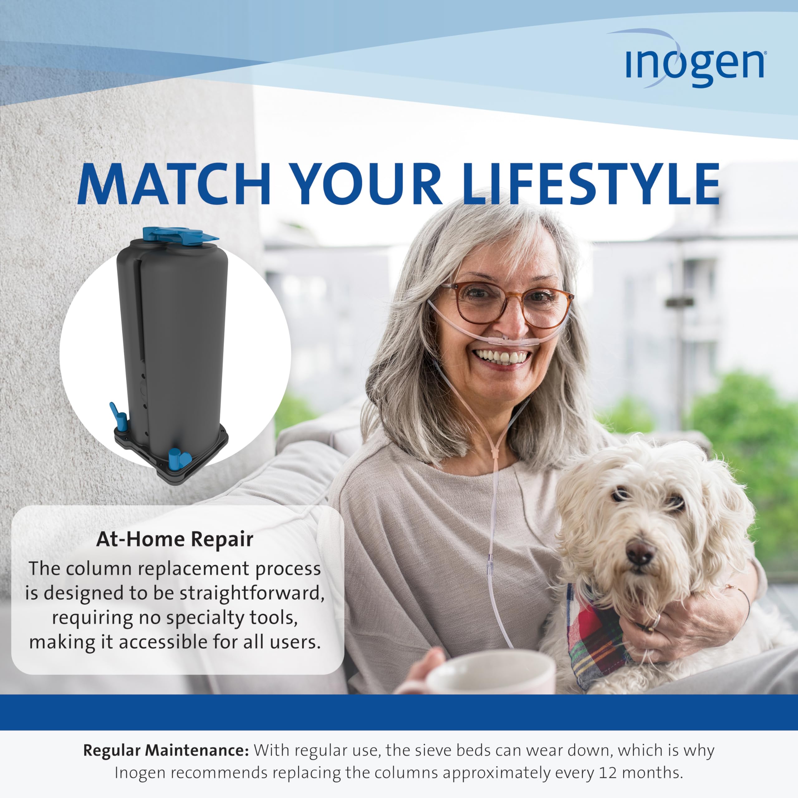 Inogen: mantenimiento anual recomendado para confiabilidad.