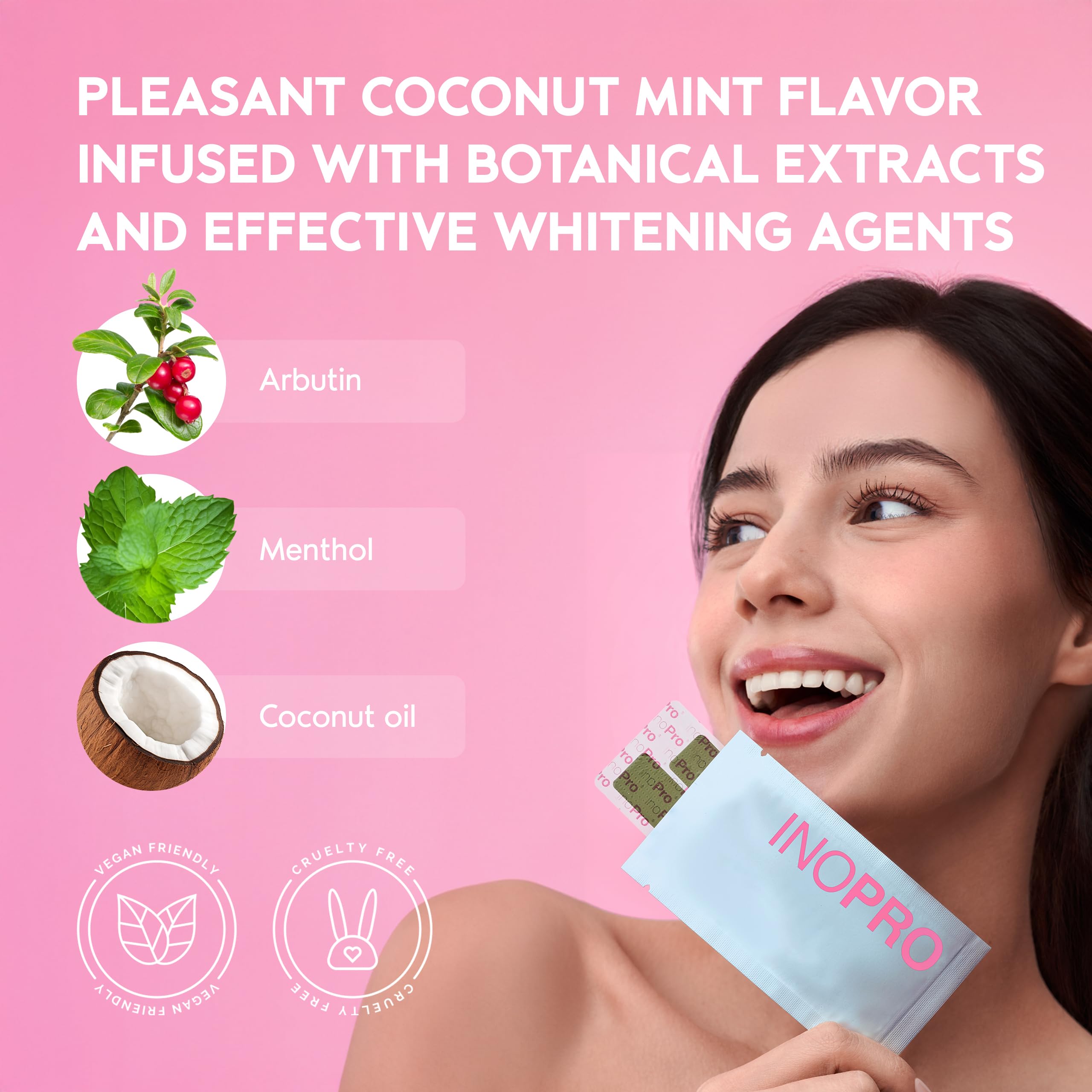 Ingredientes InoPro: arbutina y aceite de coco para sensación natural.