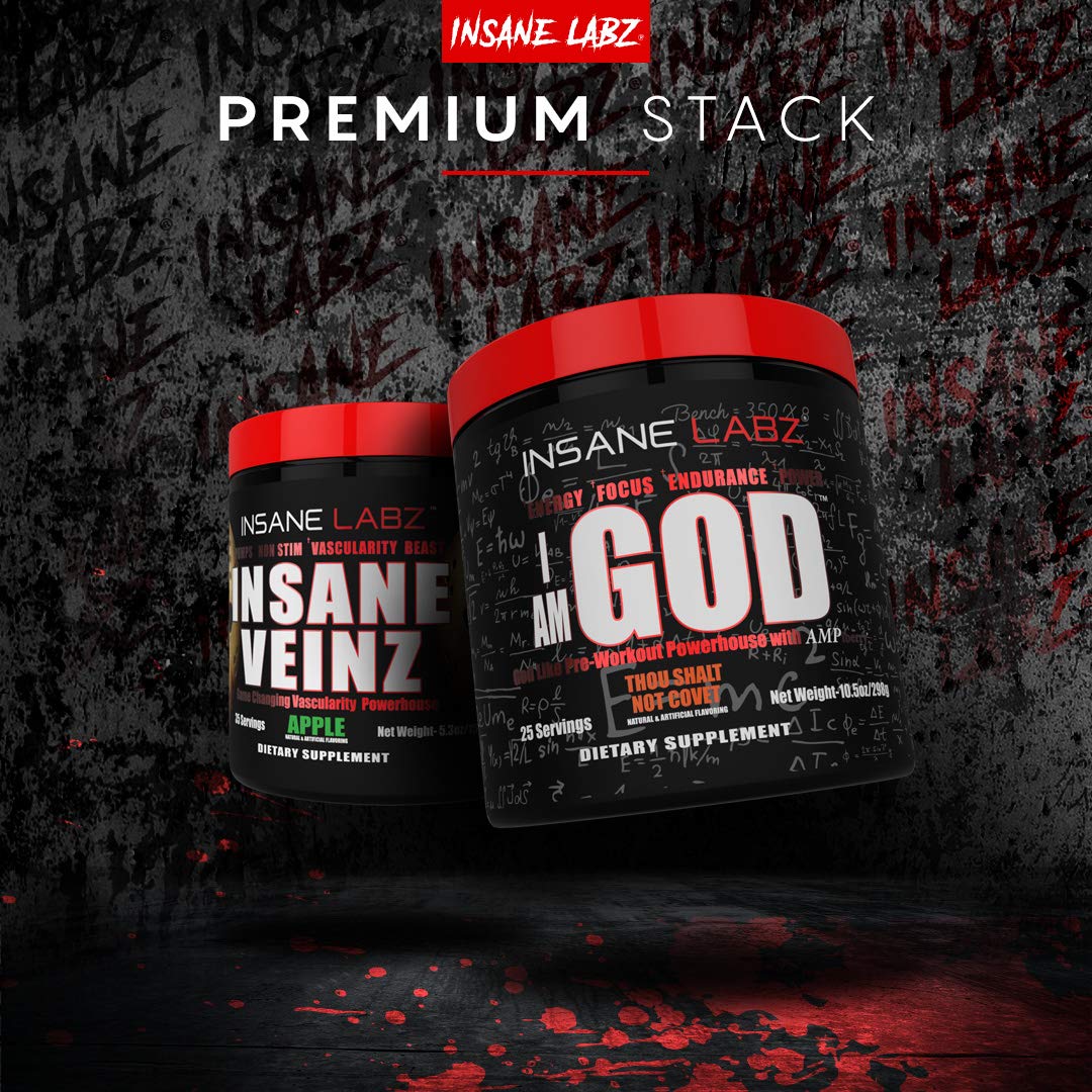 Insane Labz I am God, porciones 25 para plan de entrenamiento prolongado.
