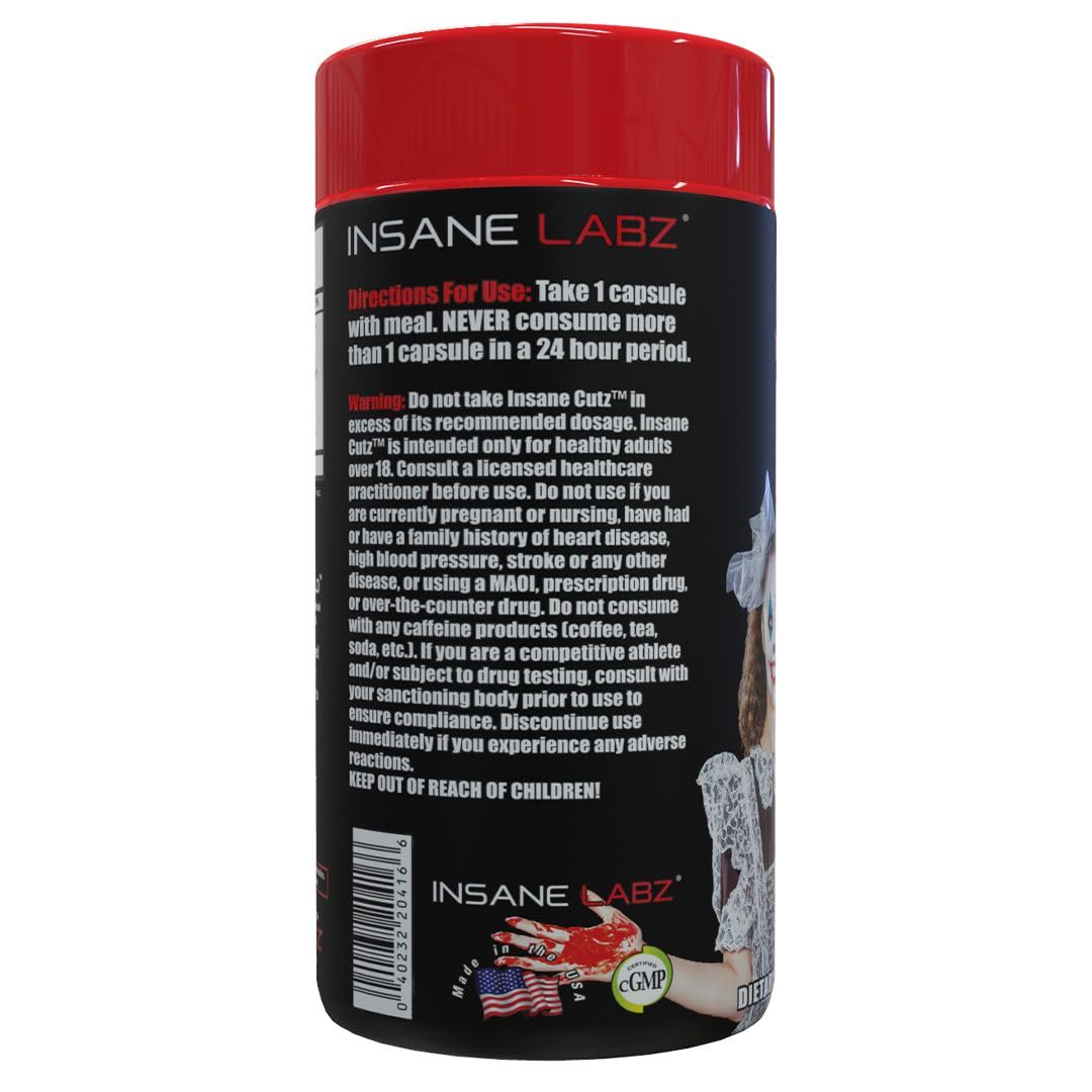 Insane Labz Insane Cutz cápsulas en frasco, uso diario para apoyar metas de peso.