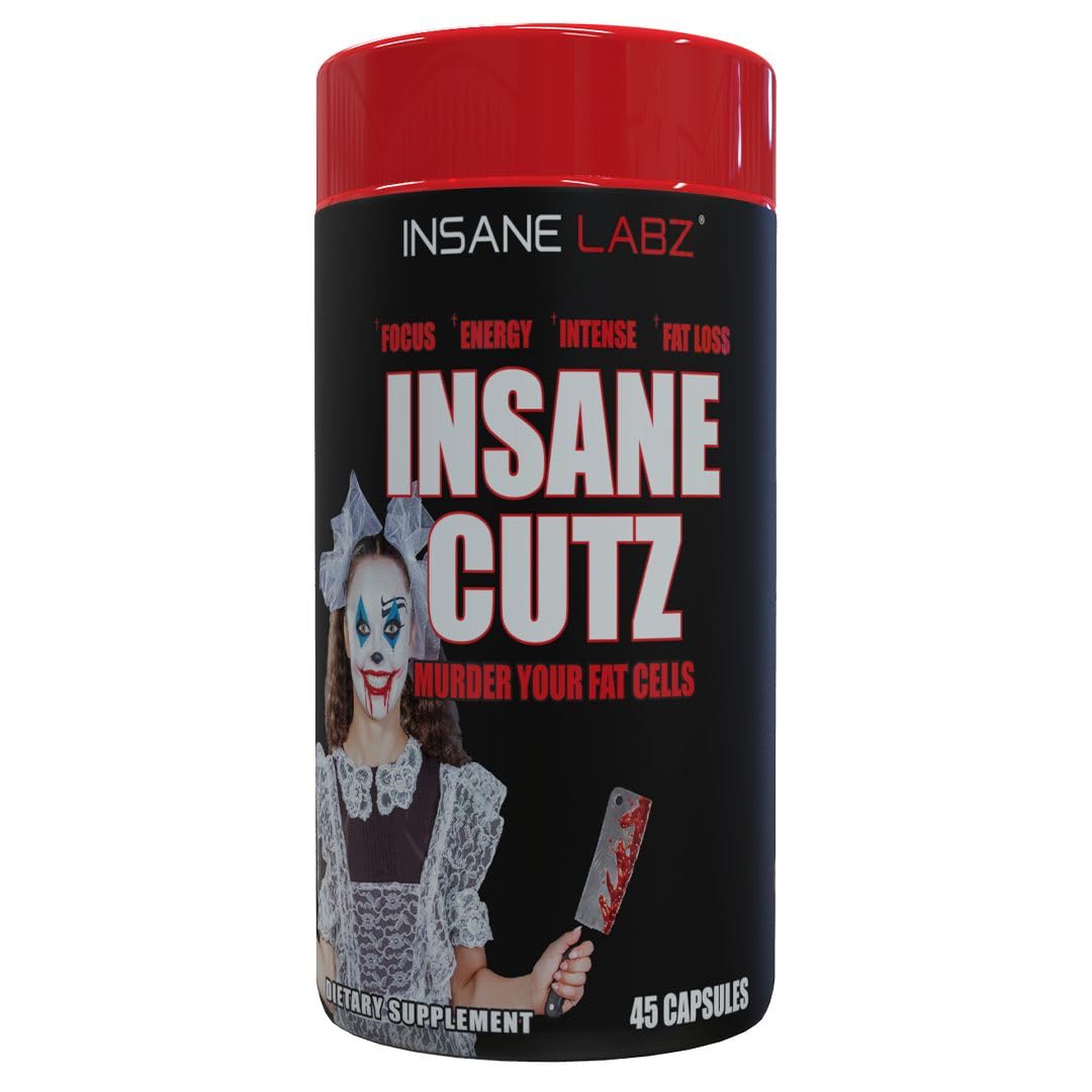 Insane Labz Insane Cutz frasco interior con cápsulas para energía diaria.