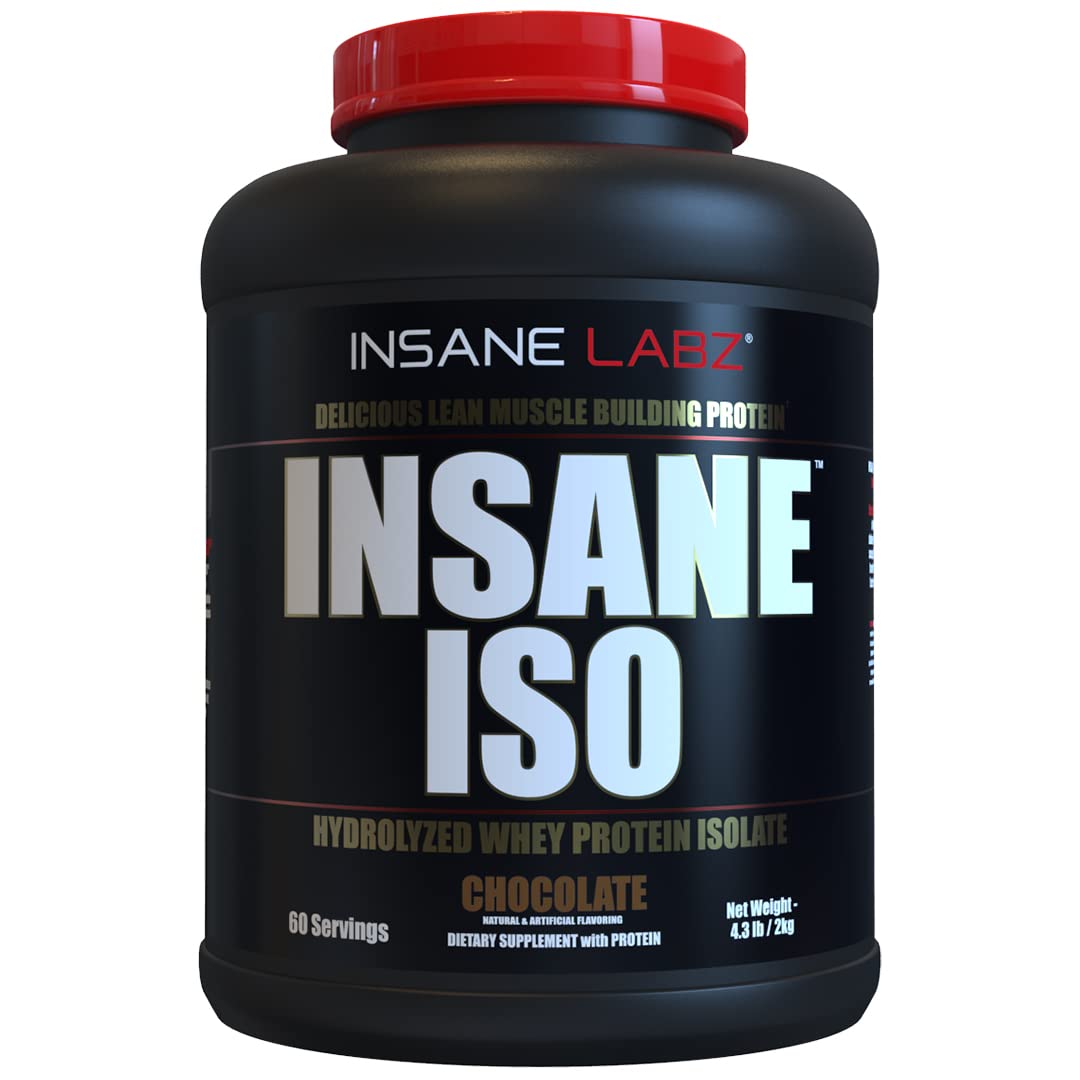 Insane Labz Insane ISO Whey, bote con medidor, ideal para dosis rápidas después del entrenamiento.
