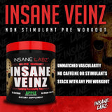 Insane Labz Insane Veinz favorece oxigenación y bombeo en cada serie gracias a la agmatina.