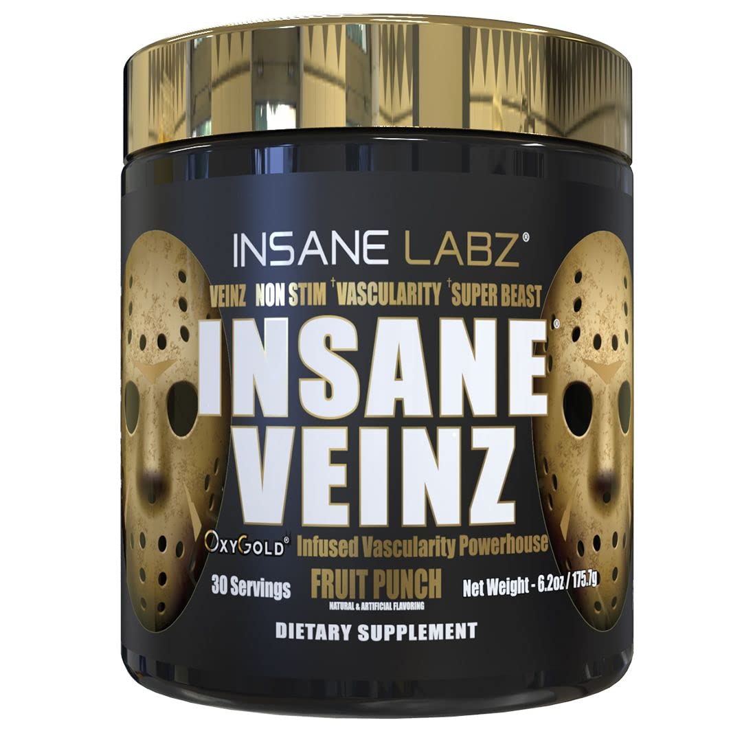 Insane Labz Insane Veinz Gold empaque frontal para identificar su formato y uso en entrenamientos.