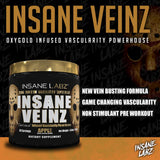 Insane Labz Insane Veinz Gold etiqueta-ponche-de-frutas destaca sabor y experiencia sensorial.