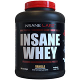 Envase de Insane Labz Insane Whey sabor vainilla para consumo post entrenamiento.