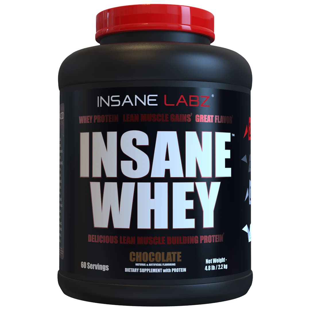 Insane Labz Insane Whey, sabor chocolate, ideal para recuperación posentrenamiento y desarrollo muscular.