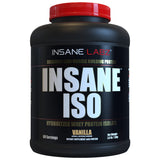 Proteína ISO de Insane Labz, envase frontal, opción para apoyar entrenamiento y músculo magro.