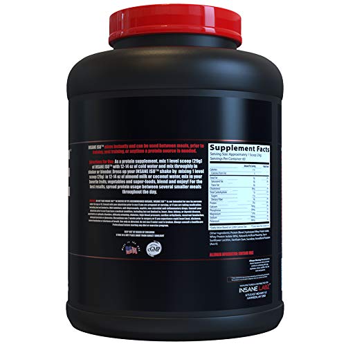 Proteína ISO de Insane Labz, etiqueta sabor vainilla, fácil identificación de sabor para tus batidos.
