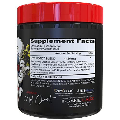 Insane Labz Psychotic con creatina monohidrato potencia el rendimiento durante el entrenamiento.
