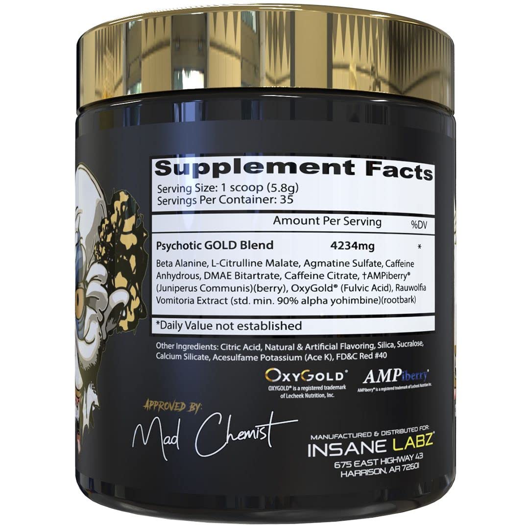 Insane Labz Psychotic Gold: enfoque claro durante las series intensas.