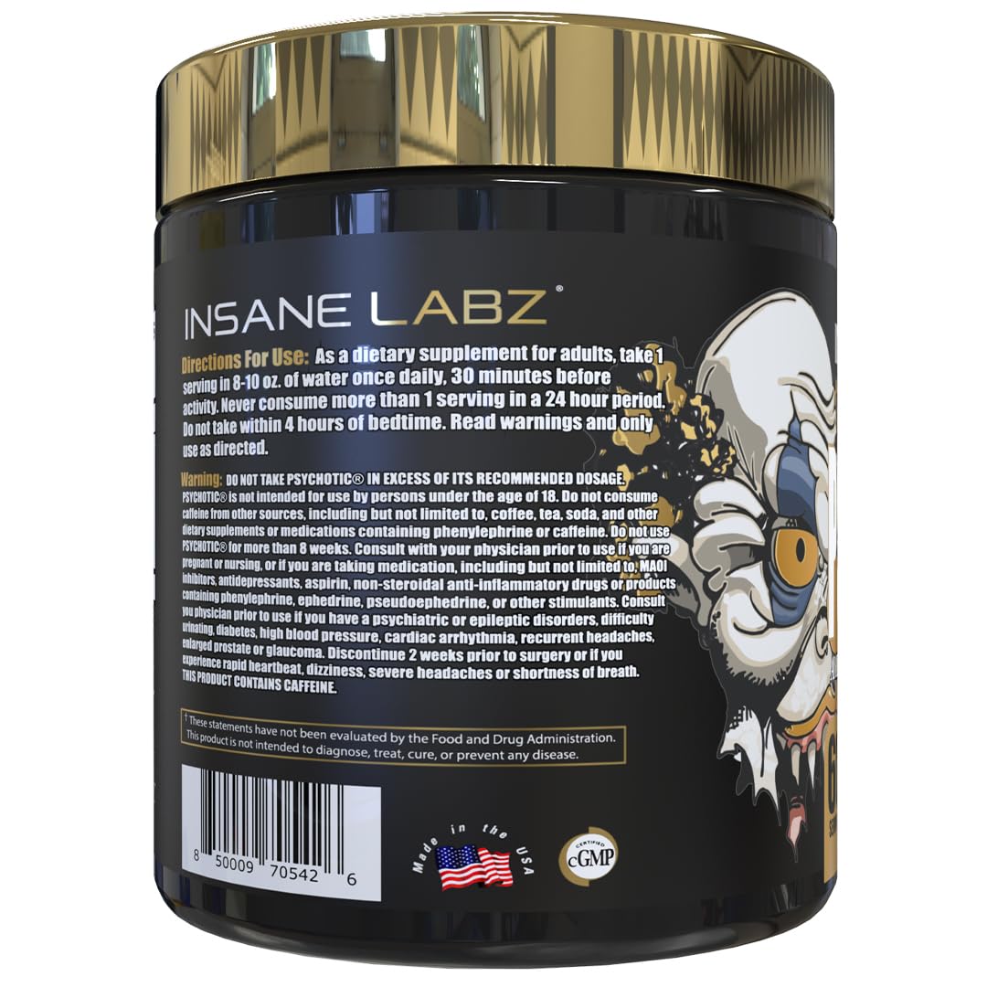 Insane Labz Psicótico Oro: alto impulso de rendimiento para mayor resistencia y bombeo.