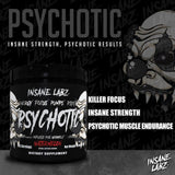 Etiqueta frontal de Psychotic Black Edition, branding claro