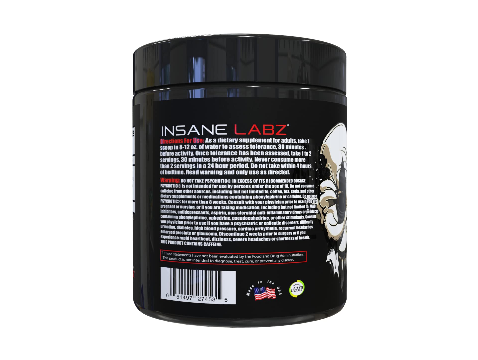 Preparación del pre-entrenamiento Psychotic Black Edition para energía en acción