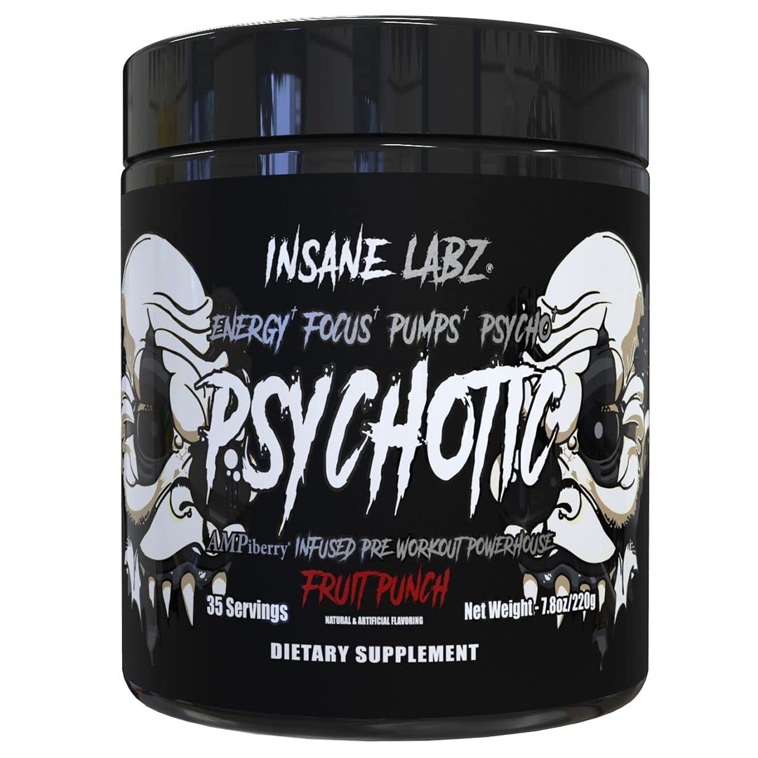 Envase frontal de Insane Labz Psychotic Black Edition para energía sostenida