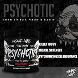 Insane Labz Psychotic Black Edition en lata: bombeo muscular y resistencia sostenida.