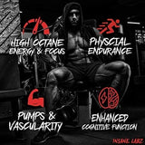 Insane Labz Psychotic Black Edition en lata: ingredientes clave para energía y enfoque.