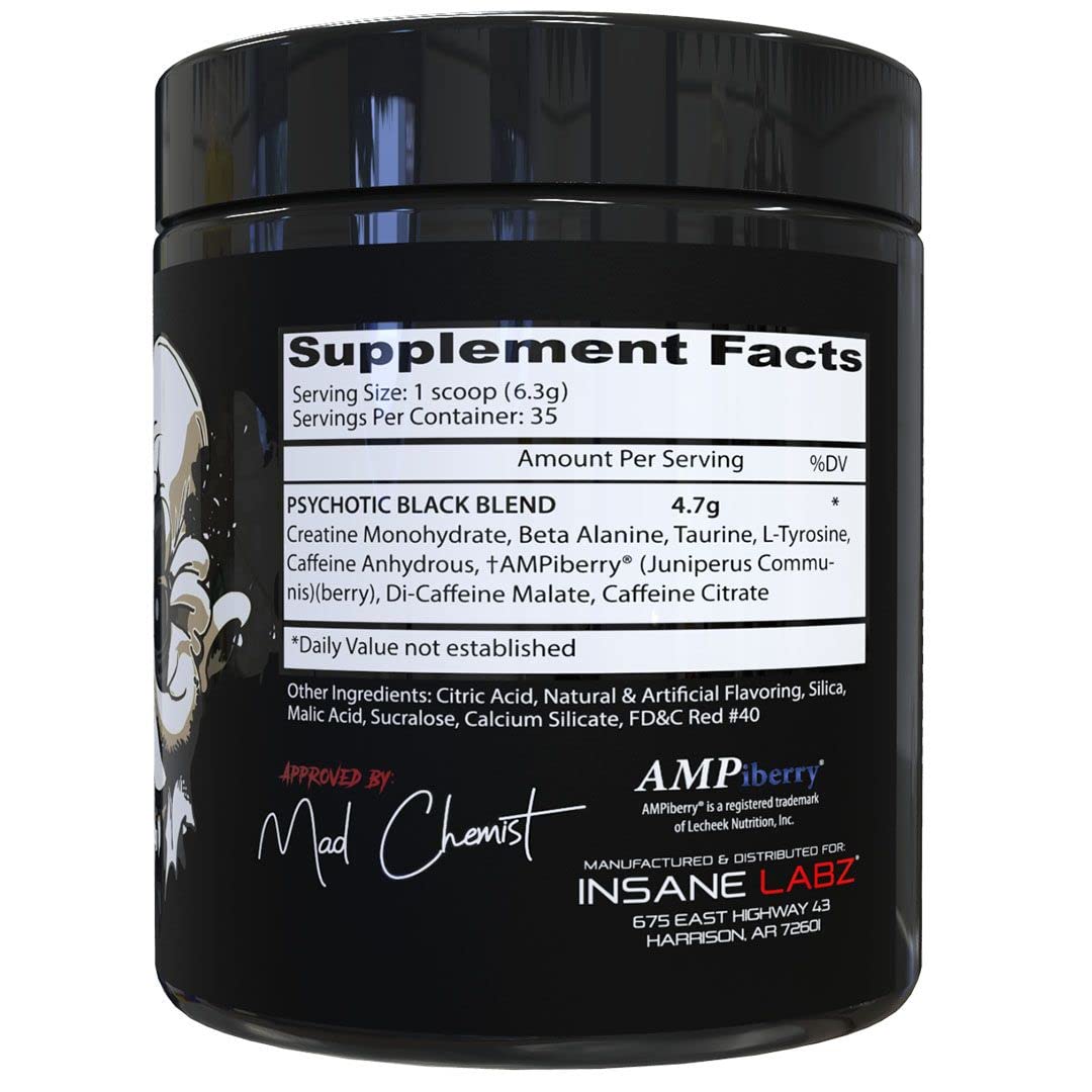 Insane Labz Psychotic Black Edition: sabor sandía, experiencia fresca para entrenamientos.