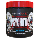 Envase azul de Insane Labz Psychotic para entrenamientos intensos.