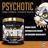 Botella mezcladora con Psychotic Gold Blue Punch lista para entrenar