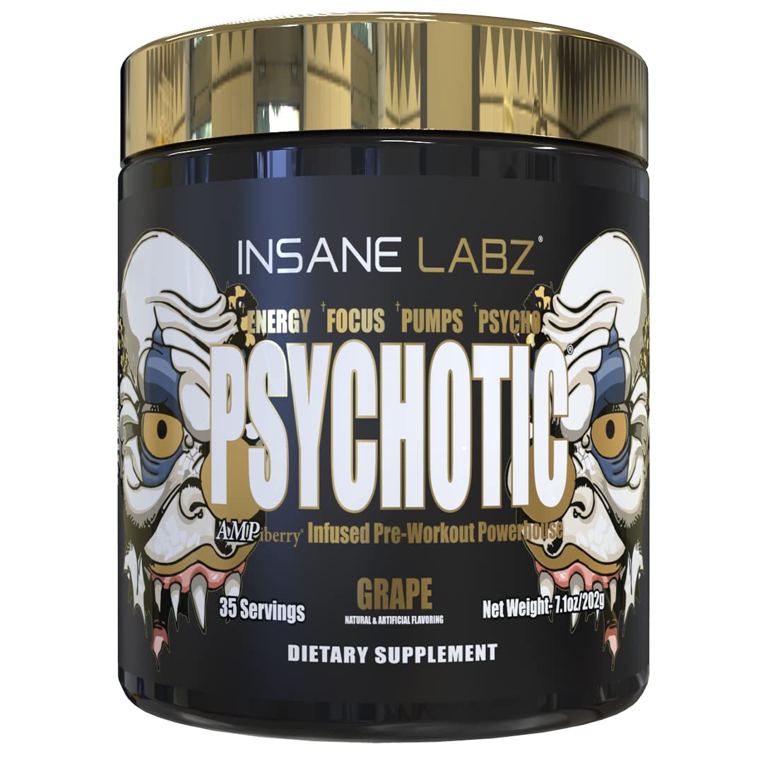 Con Insane Labz Psychotic Gold, energía-duración para entrenamientos sostenidos.
