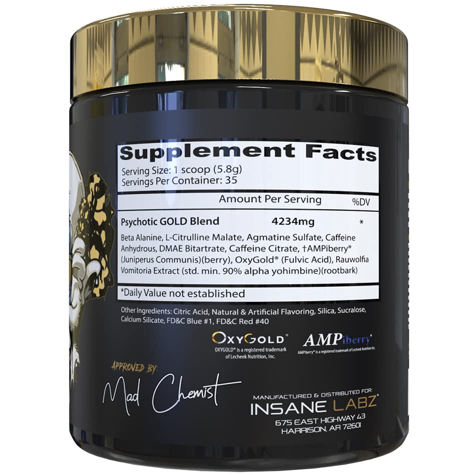 Con Insane Labz Psychotic Gold, enfoque-acentuado para claridad mental en entrenamientos.