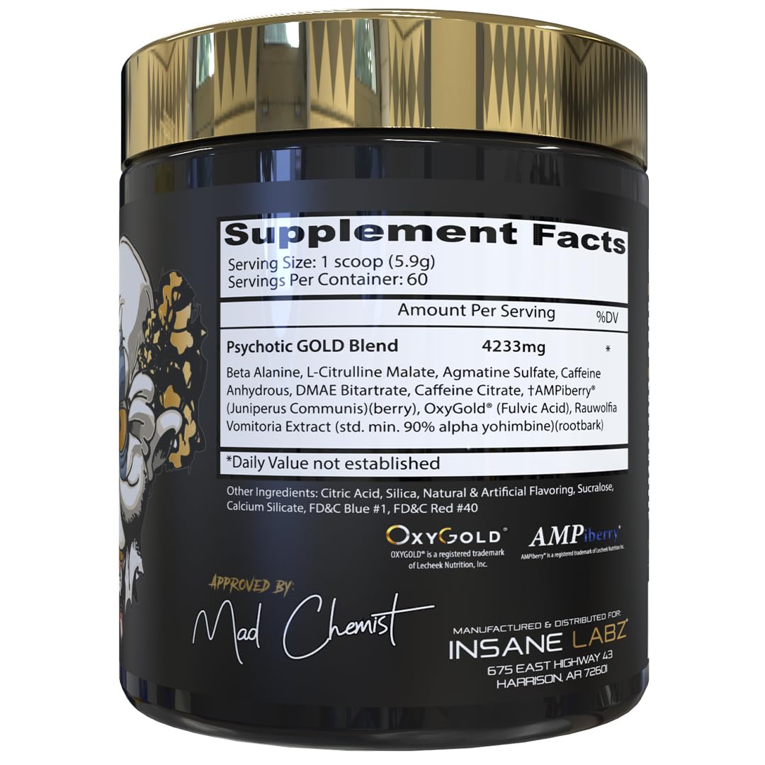 Etiqueta de Psychotic Gold revela ingredientes clave para rendimiento