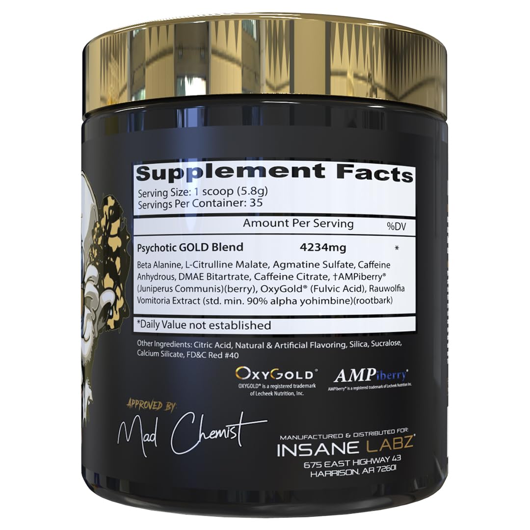 Insane Labz Psychotic Gold, sabor sandía, experiencia refrescante durante el entrenamiento.