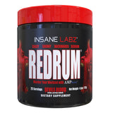 Envase de Insane Labz Redrum listo para entrenar con energía sostenida.