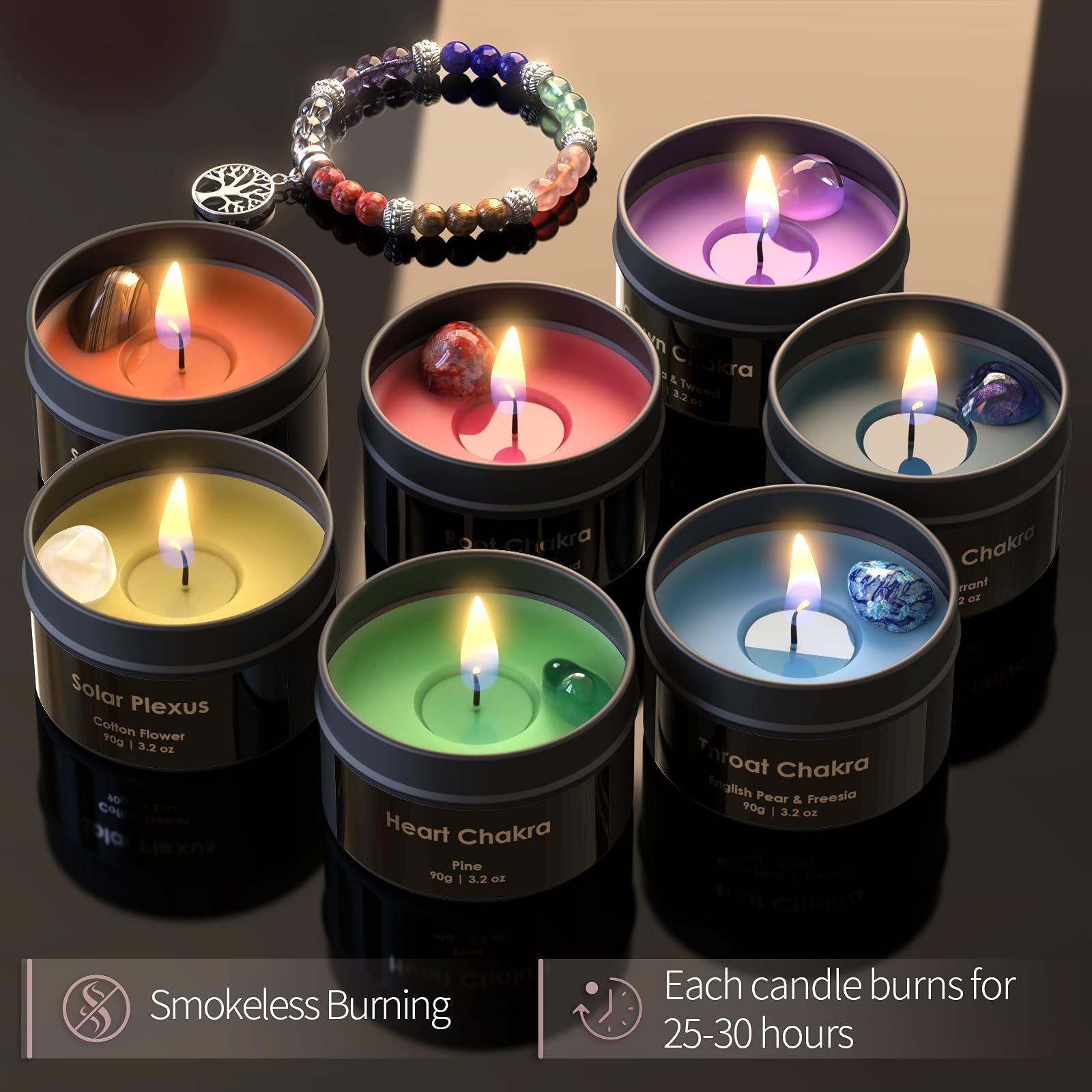Inspireyes conjunto de regalo con velas y piedras curativas para bienestar emocional
