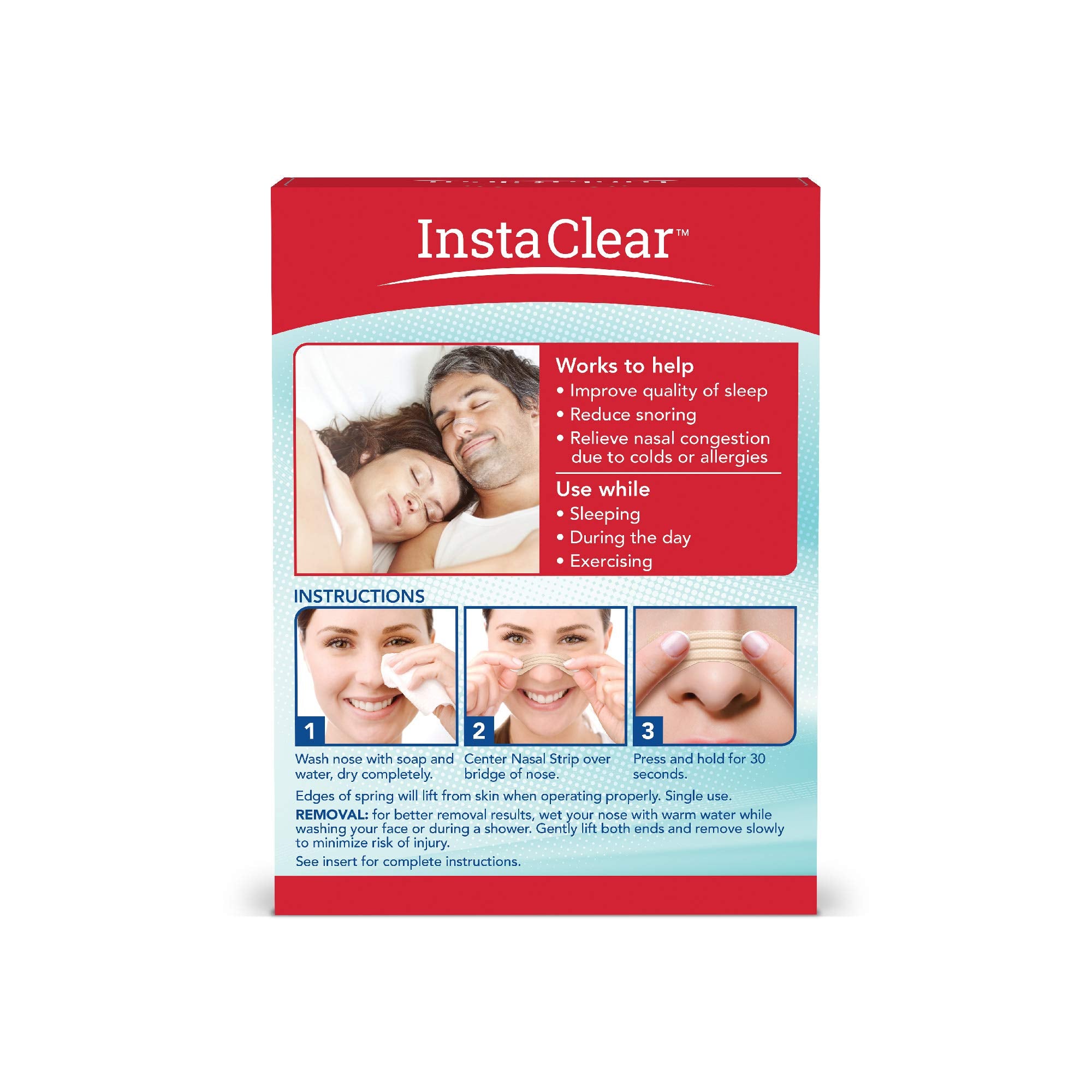 Instaclear, tira nasal individual para descongestión rápida.