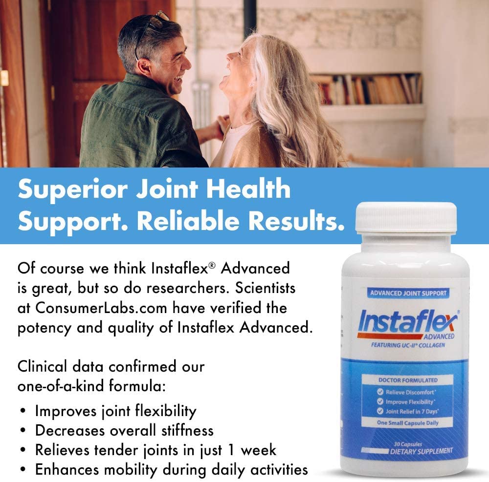 Instaflex Advanced: cápsulas fáciles de tomar, soporte articular diario.