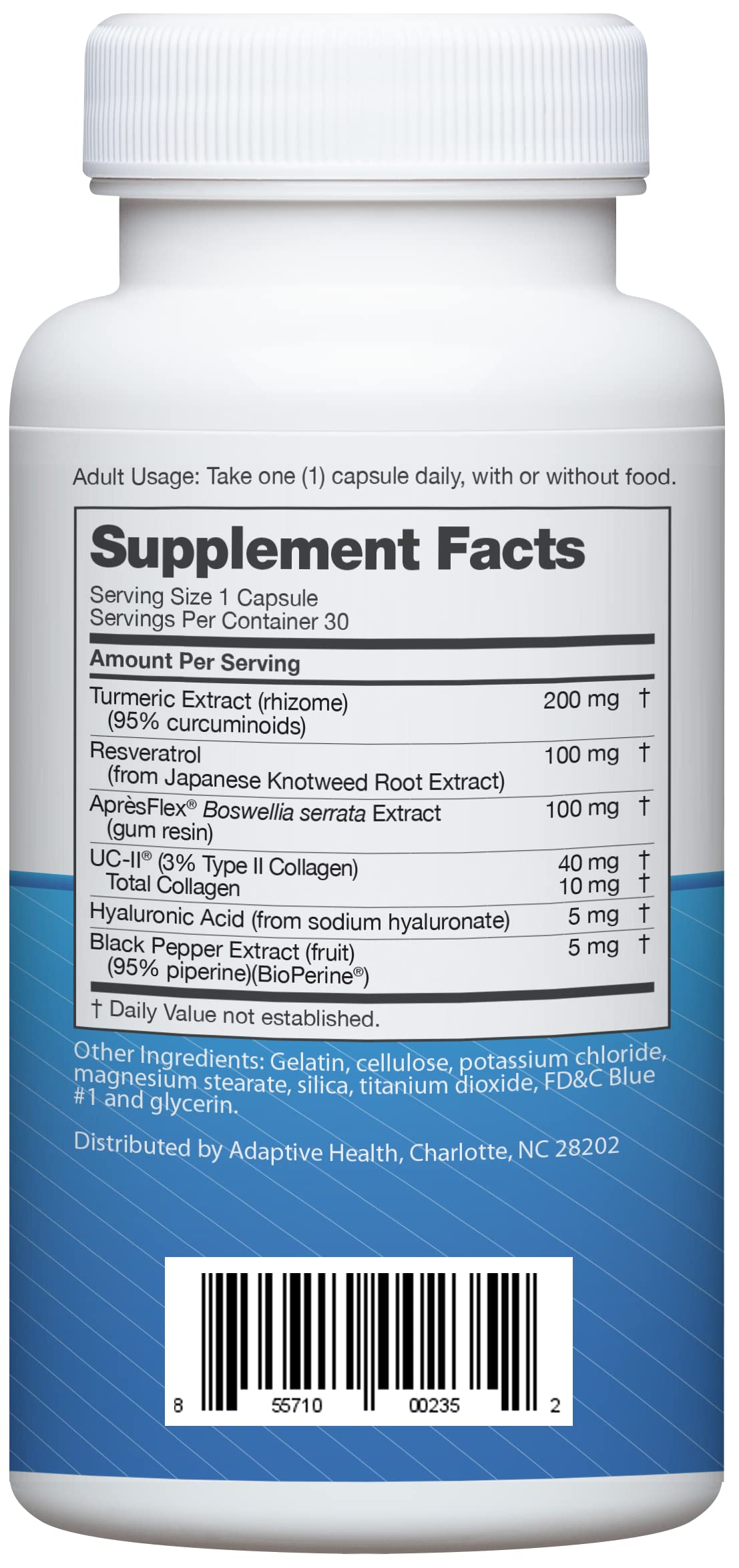 Instaflex Advanced etiqueta de la botella muestra los ingredientes clave.