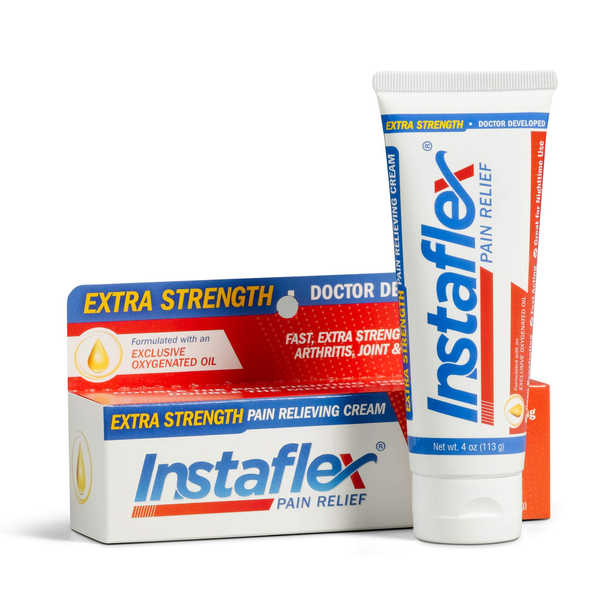 Instaflex crema alivia el dolor muscular, tubo de 4oz.
