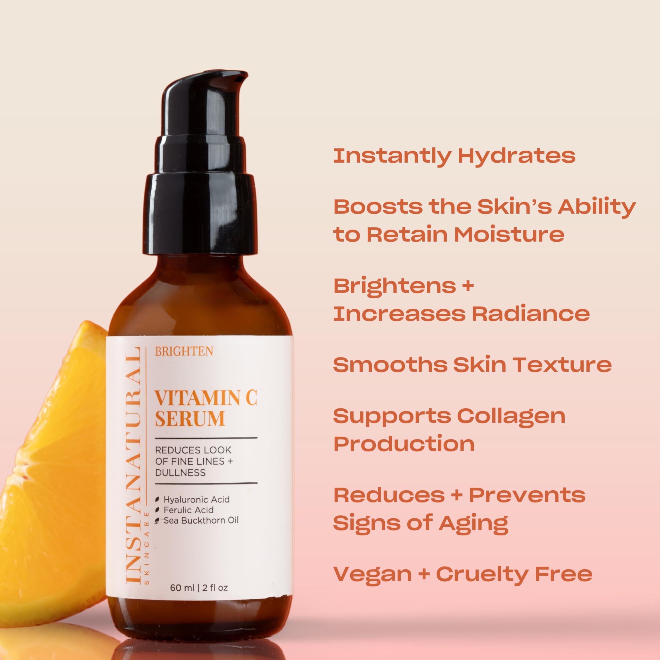 InstaNatural Serum Vitamina C: aplicación diaria para tono uniforme y luminosidad.