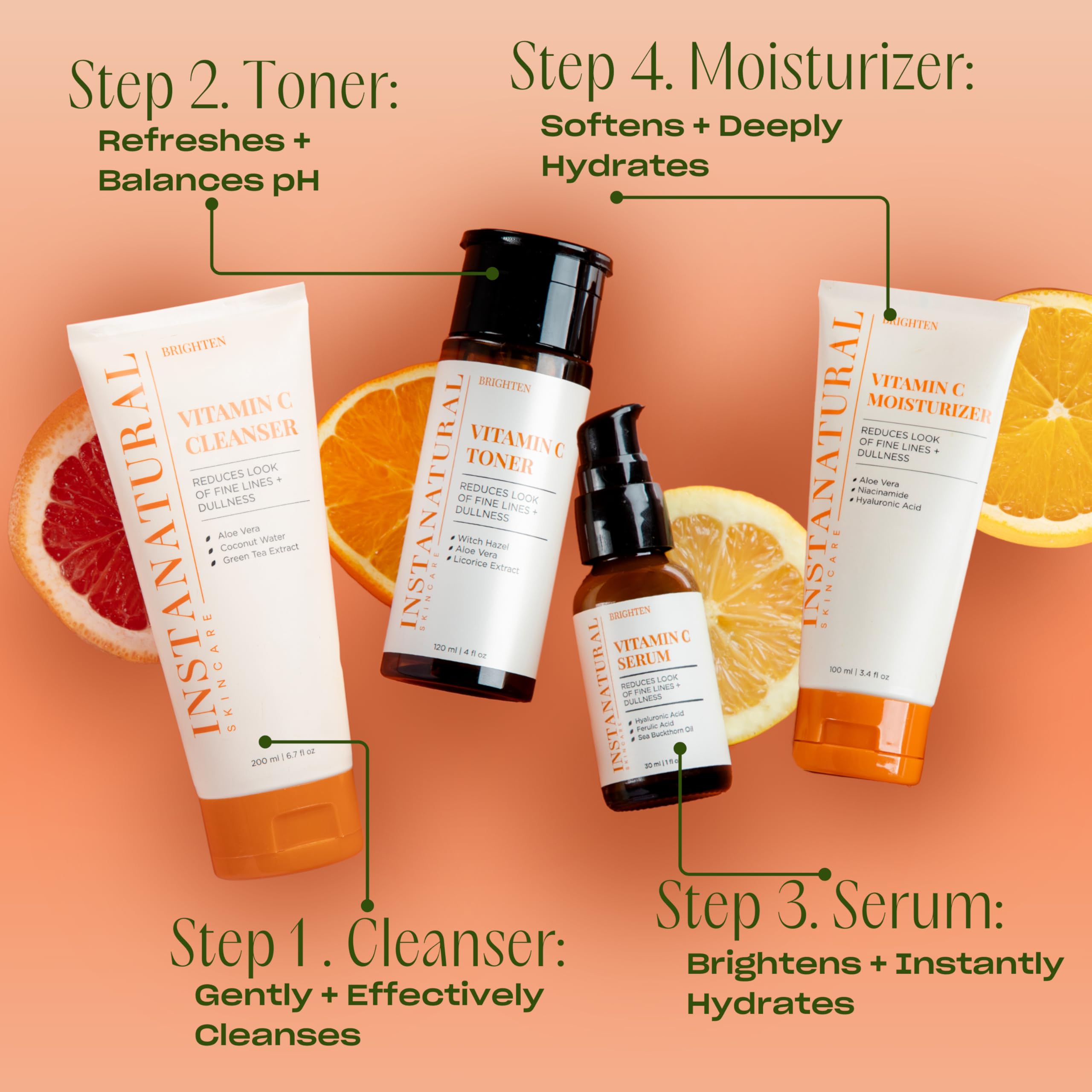 InstaNatural Serum Vitamina C: rutina facial diaria para cuidado y hidratación.