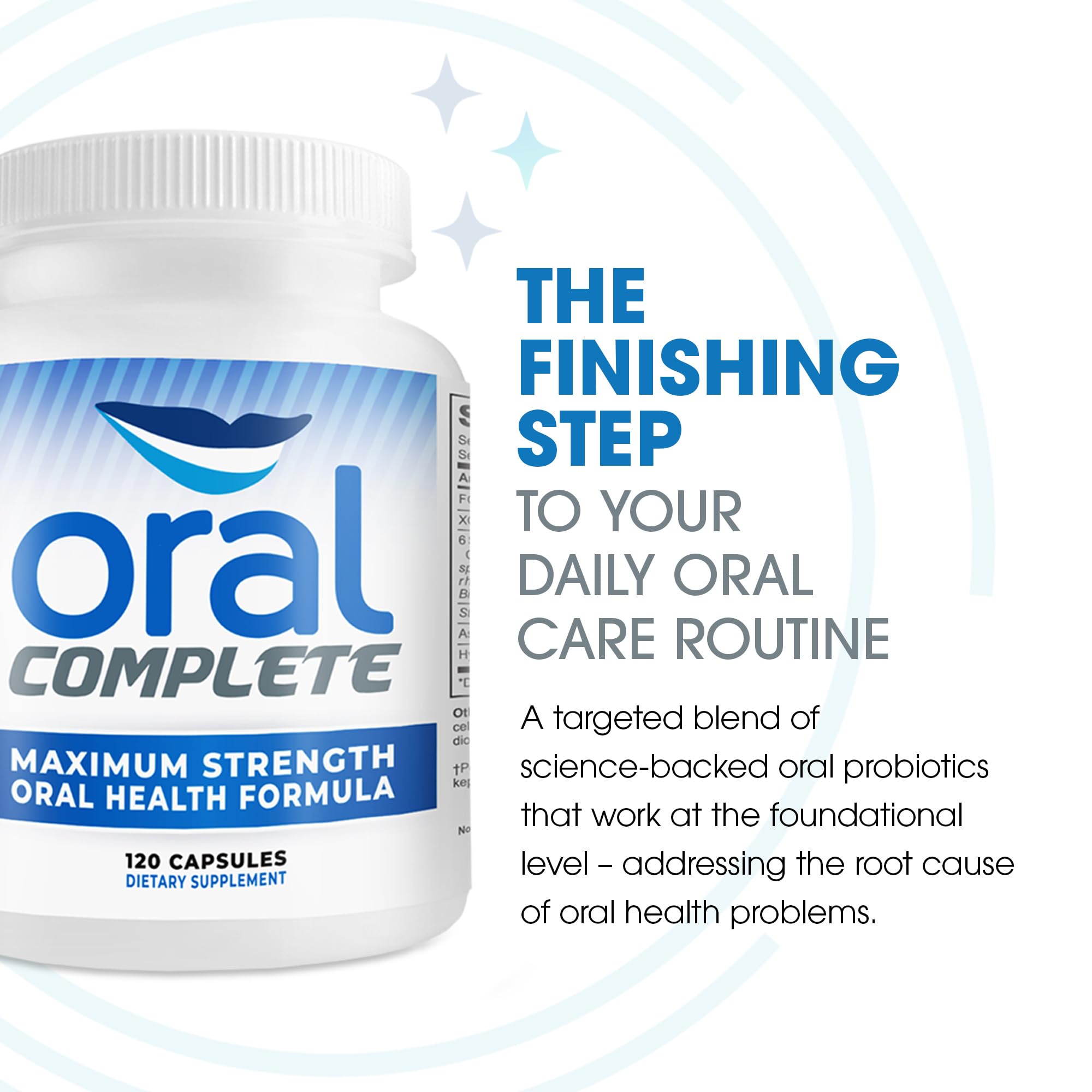 Instant Brands Oral Complete: bote traslúcido que protege las cápsulas y mantiene la frescura.