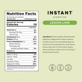 Instant Hydration: dorso del pack limón-lima con información de ingredientes.